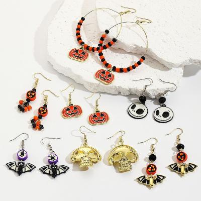 China High Quallity Amazon sells Halloween earring sets Pumpkin Bat Skull earrings cross border explosive Halloween earrings for sale