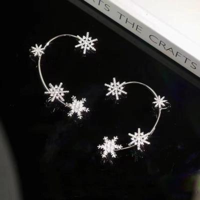 China High Quallity Korean style Snowflake niche design sense diamond pinna earrings hanging ear without ear piercing ear bone clip female for sale