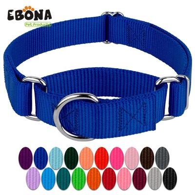 China DETACHED Adjustable D Clip Dog Collar Solid Color Durable Nylon Dog Collars for sale