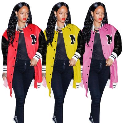 China Breathable 2021 Autumn Clothing Streetwear Bomber Baseball Sheath Long Coat Women Casual Jackets And Coats Clothes Teams Fashion For Ladies for sale