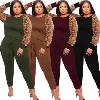 China 2021 Winter Women's QUICK DRY Clothes Plus Size Women Fall Elegant Black Brown Women's Clothing 2 Piece Set Sport Suit Clothes for sale