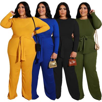 China XL-4XL winter QUICK DRY 2pc fall sets 2021 fashionable clothing large size women suits plus size two pieces sets clothes for sale