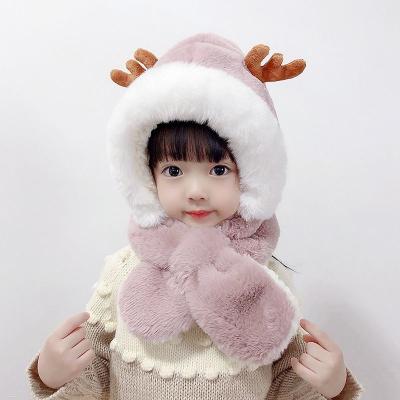 China Factory Bulk High Quality Plush 2 Pcs Set Fur Scarves Kids Winter Beanie Hats And Plush Warm Scarves For Boy Girl for sale