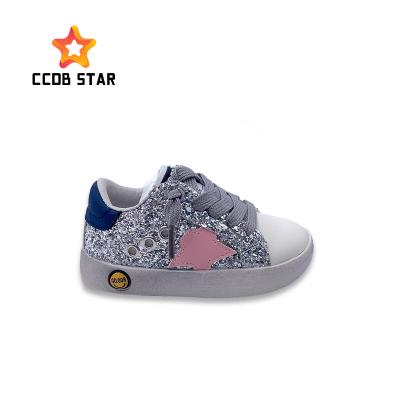 China Round Comfortable Kids Shoes Wholesale Star Toddler Protective Designer Shoes Girls Customized Glitter Sports Shoes Luxury Kids for sale