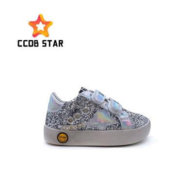 China Wholesale Round Luxury Kids Sport Shoes Boys Glitter Shiny Kids Leisure Shoe Customized Breathable Toddler Baby Sneaker Girls for sale