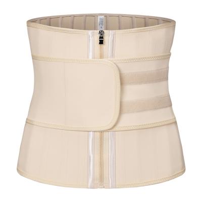 China Steel Bone Latex Waist Trainer 25 Viable Zipper And Hooks Strap Belt Black Beige Korset Training Corset for sale