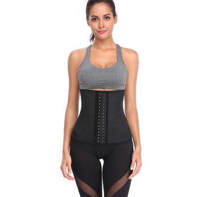 China Antibacterial 3 Rows Of Hooks 9 Waist Cincher Corset Steel Boned Breathable Latex Waist Trainer Training for sale