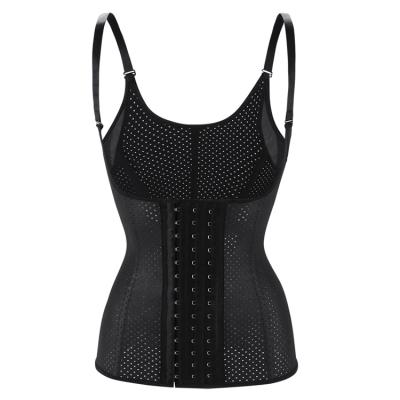 China Viable Breathable Body Shaper Latex Air Holes Steel 9 Bones Waist Trainer Vest With Adjustable Straps for sale