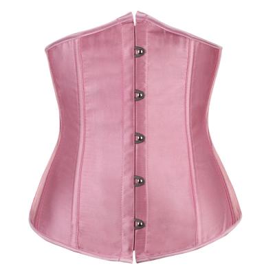 China Antibacterial Underbust Corset Lace Up Satin Waist Bustier Elastic Boned Basques Korset for sale