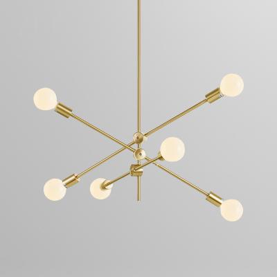 China Post Modern Home Lights Brass Gold Brushed Indoor Pendant Lighting Led Modern Chandelier For Lliving Room Bedroom for sale