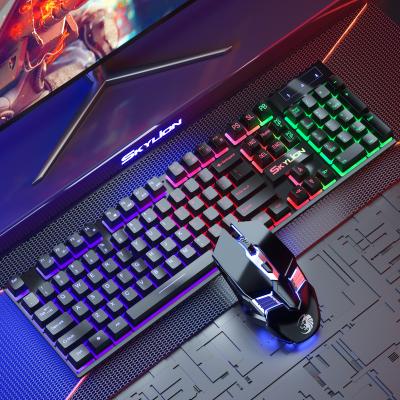 China H600 Color Luminous Mechanical Keyboard and Mouse Set Handle 26 Key Waterproof Non Punching 6D Keyboard Mouse Cable Wholesale Price for sale