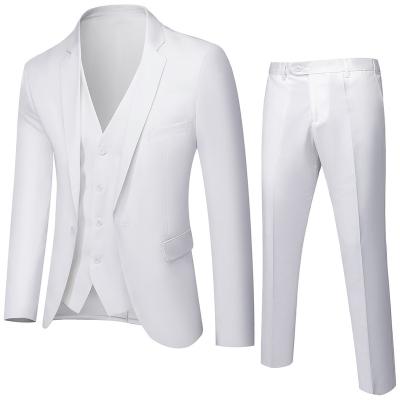 China Breathable Luxury High Quality White Men's Formal Groom Suit Breathable 2 Piece Business Suit Slim Fit And Suit Jacket Blazer For Men's Business Suits for sale