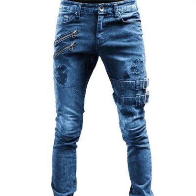 China Men 2022 Casual Ripped Skinny Stretch Streetwear Pantalones De Hombre Biker Jeans Formal Slim Fit Scratch Stacked Jeans for sale