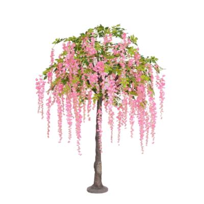 China Eco-friendly High Quality Handmade Artificial Plant Wisteria Flower Decorative Tree 3m High For Restaurant for sale