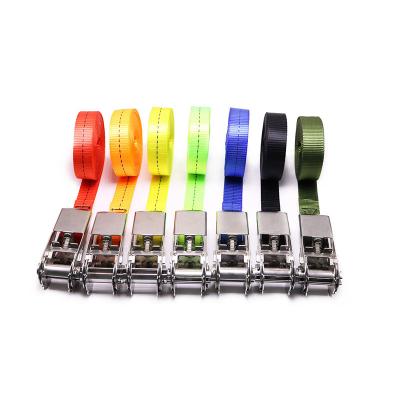 China Hot Sale Polyester Custom 25mm Stainless Steel Ratchet Buckle Heavy Duty Retraction Straps With Endless Belts for sale