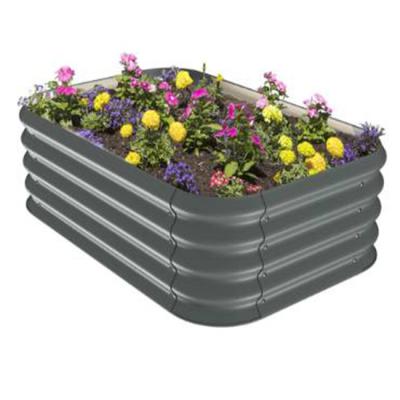 China Easy Assemble Galvanized Steel Raised Garden Grow Bed Corrugated Leaf Garden Planter Box for sale