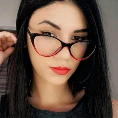 China Reading glass eyeglass frame of the new retro European and American custom flat glass cat eye fashion frame can be equipped with myopia for sale