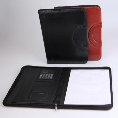 China PU in stock leather zippered PU a4 business folder conference folder cover a5 case bag organizer agenda making for sale