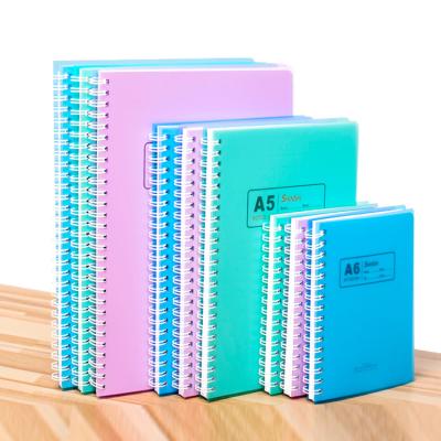 China Hard Cover PP Cover PVC Coating 3x5 Spiral Notebook Wholesale A5 A6 A7 Notebook Spiral Notebook Diary for sale