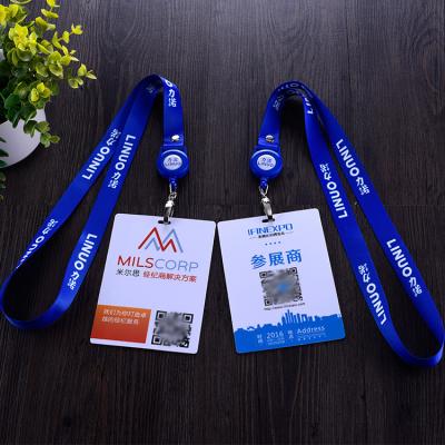 China Eco - Friendly Acrylic Lanyard ID Card Holder Hanging With Long Neck Strap Strip for sale