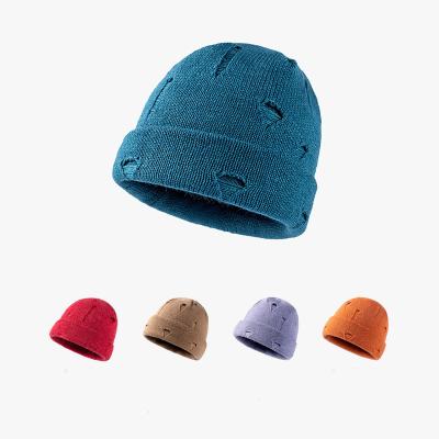 China JOINT Fashion Knit Beanie Hat Winter Women's Beanie Hat Designer Mens Wool Distressed Beanie Retro New for sale