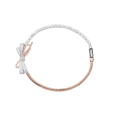 China Cute Bow Bracelet With Diamond Chain Snake Bone Color Selection Plated Female Jewel for sale