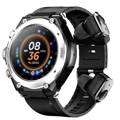 China APP Control Customized Fashion Round Smartwatch Waterproof Touch Fitness Tws Smart Watch with Earphones 2 in 1 for sale