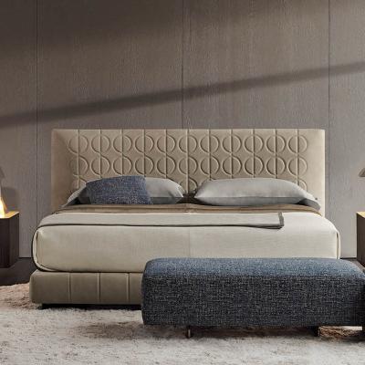 China Villa Luxury Master Bedroom 1.8m (Size) Adjustable Italian Style Minimal Leather Bed Modern Single Double Marry Bed for sale