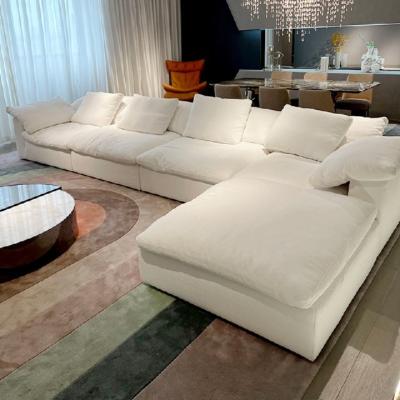 China RH cloud extendable sofa downstairs Italian light luxury canvas fabric sofa large combination villa living room furniture for sale