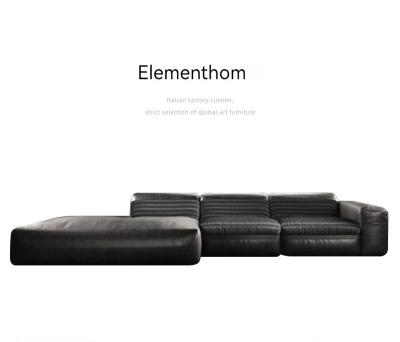 China Italian simple modern leather extendable living room three-person combination sofa corner sofa full set of furniture customization for sale