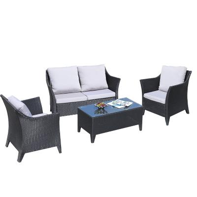 China Indoor and outdoor outdoor rattan weave combination PE rattan sofa chair Nordic simple easy carry patio living room balcony sofa for sale