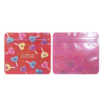 China Custom Printed Logo Small Ziplock Handmade Holographic Pouch Gift Cosmetics Clear Plastic Packaging Bag for sale