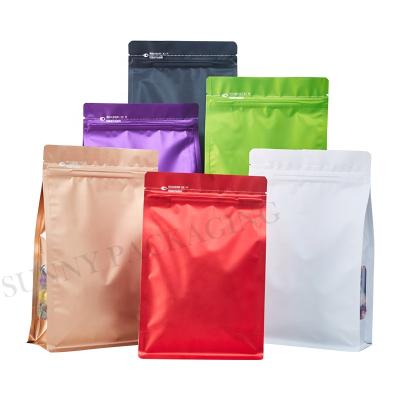 China 50 Pcs Matte Colored Flat Gusset Square Zipper Moisture Proof Bottom Lock Stand Up MylarCoffee Outlet Aluminum Foil Black Logo Custom Bags Gift for sale