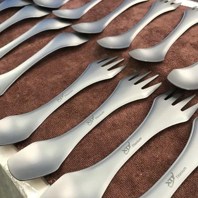 China 2020 Viable New Name Custom Logo Titanium Camping Spork | Outdoor gift | 3 in-1 fork - knife - spoon travel set for sale