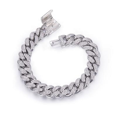 China ISoulded-UGBD-12MM Excellent Design 925 Silver Casual/Sporty Moissanite Diamond Bracelet 12 Mm Cuban Link Chain Bracelet For Mans for sale