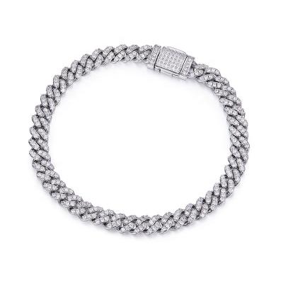 China ISoulded-UGBA-6MM Excellent Design 925 Silver Casual/Sporty Moissanite Diamond Bracelet 6mm Cuban Link Chain Bracelet For Man for sale