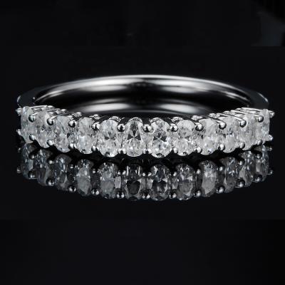 China Sterling Silver And Platinum Group CLASSIC Metallization Egg Shaped Stackable Moissanite Half Eternity Ring for sale