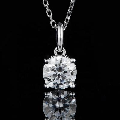 China Romantic Luxury Round Shape Moissanite Diamond 925 Sterling Silver Necklace for sale