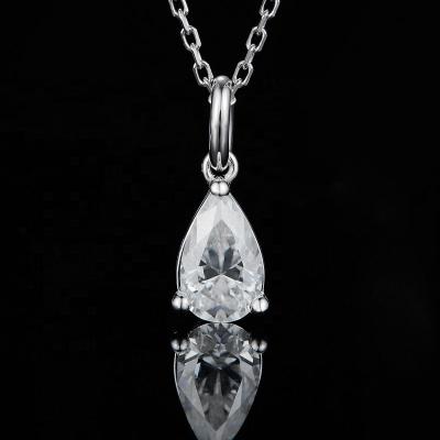 China Punk 925 Sterling Silver Jewelry Pear Shape 1ct D Color VVS1 Clarity Cut Moissanite Gemstone Necklace Excellent For Women for sale