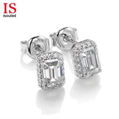 China ISiouled Romantic Square Stud 925 Sterling Silver Earring Heart Cut Moissanite Diamond Stud Earrings For Women for sale