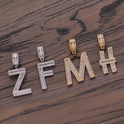 China Fashion Jewelry Men's Women's Fashion Square 26 Letters Personality Hip Hop Necklace Pendant Simple Party Wholesale DIY T Gift Unisex for sale