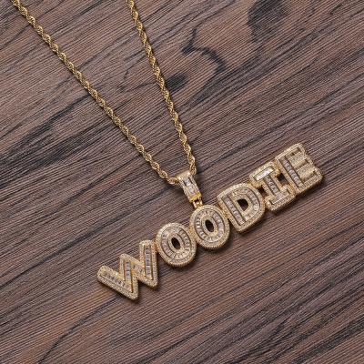 China Fashion Custom Personalized Little Sugar Letter Stitching Combination Letter Rock Zircon Name Necklace Micro Set Brass Material for sale