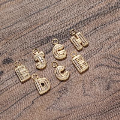 China Hiphop Copper Letter Inlaid Ring Stitching Letter Necklace Hanging Zirconia Hip Hop Jewelry Necklace Accessories Diy Men for sale