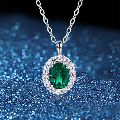 China CLASSIC egg-shaped cultured green silver 1.0CT S925 platinum plated delicate and minimalist necklace for sale