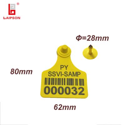 China Cattle use LAIPSON QR code barcode cattle ear tag tamper proof cow ear tag TPU 100mm*78mm for sale