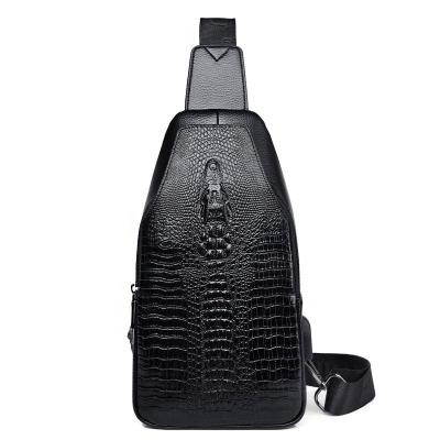 China Street Trend New Men's Chest Bag Fashion Korean Large Capacity Shoulder Bag Crocodile Pattern Fashion Brand Men's Crossbody Bag Sling for sale