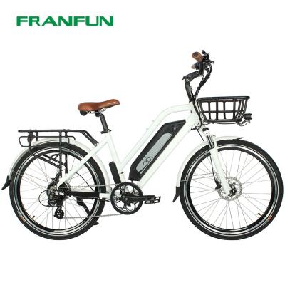 China FRANFUN Aluminum Alloy Fast Delivery 18.2ah Battery Operated Long Range Electric Bike With Front Cargo Basket for sale