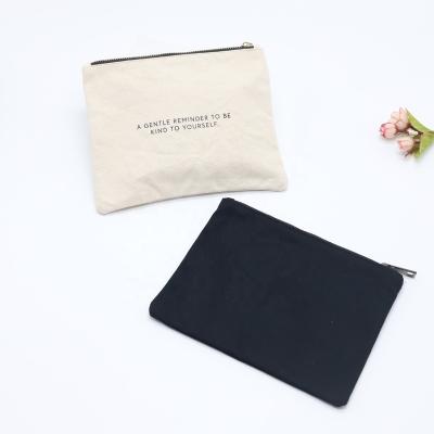 China High Quality Thick Cosmetic Bag Black White Organic Cotton Travel Makeup Zipper Safety Canvas Cosmetic Pouch for sale