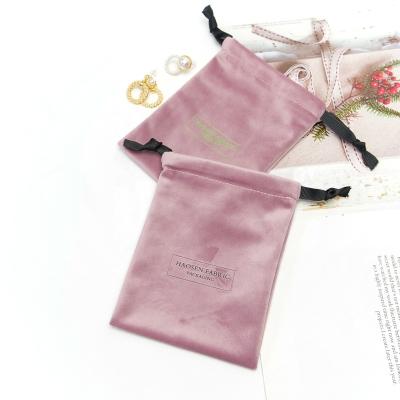 China Personalized Recyclable String Luxury Dust Velvet Cosmetic Gift Drawstring Bag Jewelry Velvet Packaging Pouch for sale