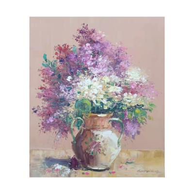 China 100% Handcrafted Flower Pot Oil Painting Knife Flower Pot Oil Painting Knife Dining Room Decoration Paintings for sale